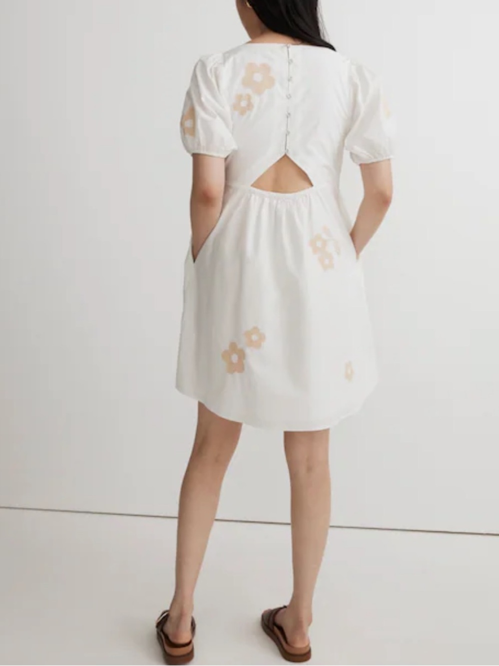 Madewell Anamarie Mini Dress In Bright Ivory Floral Embroidery Sz 2 100% Cotton - Picture 2 of 16
